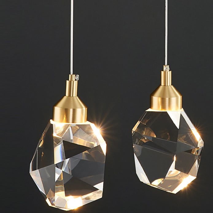 Modern Luxury Sparkling Crystal Stone Iron LED Pendant Light For Living Room