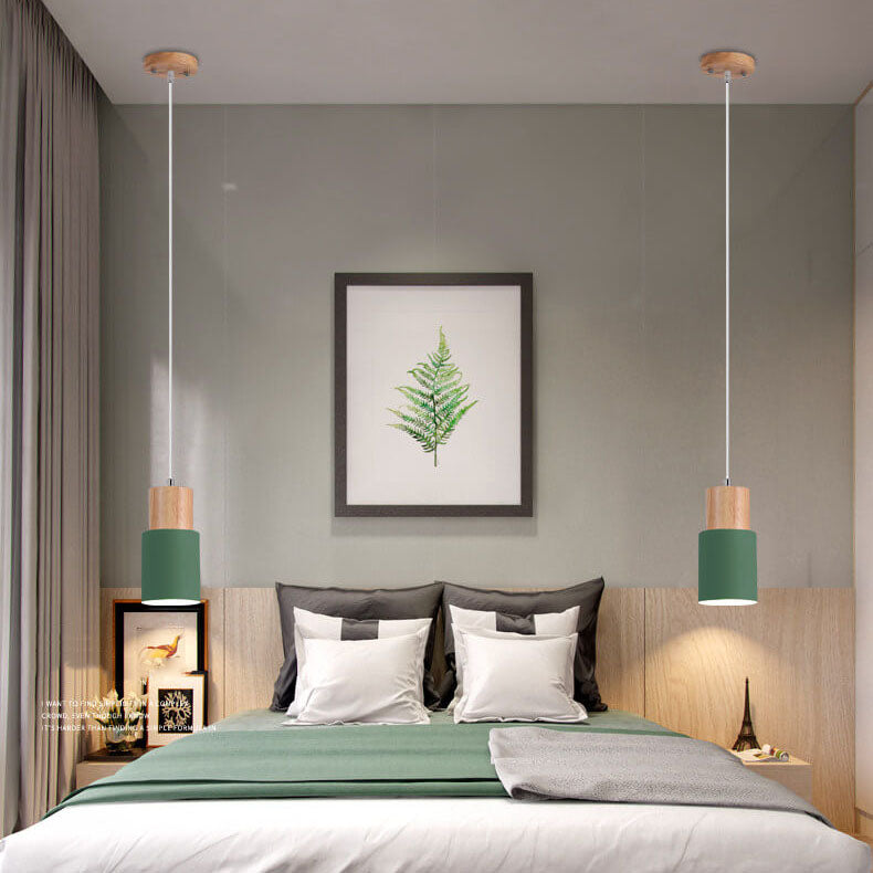 Nordic Macaron Cylinder Aluminum 1-Light Single LED Pendant Light