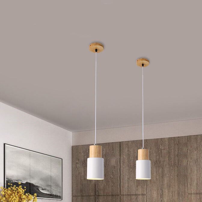 Nordic Macaron Cylinder Aluminum 1-Light Single LED Pendant Light