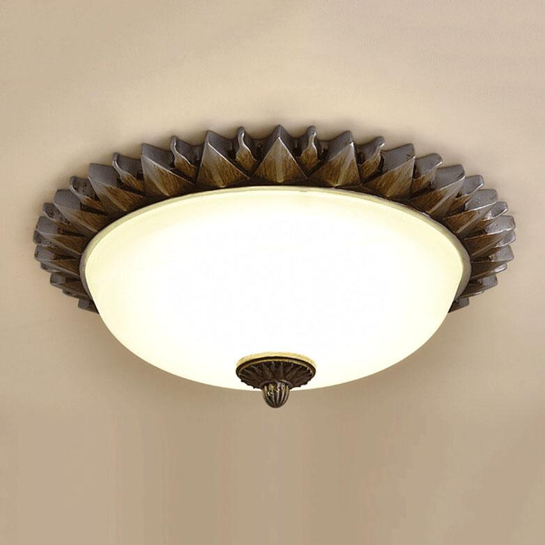 Vintage Glass Sun Bowl Shaped 1/3-Light Flush Mount Ceiling Light