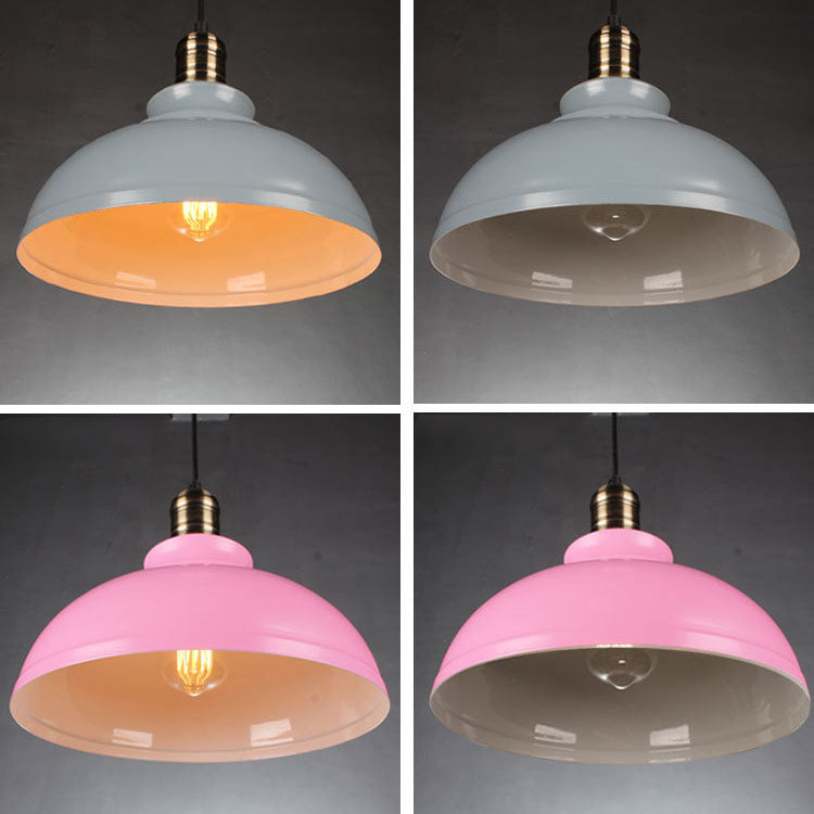 Contemporary Industrial Dome Round Pot Lid Iron 1-Light Pendant Light for Living Room