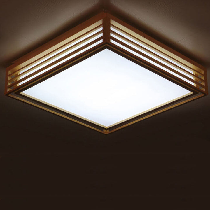Nordic Solid Wood Square LED Japanese Tatami Flush Mount Ceiling Light