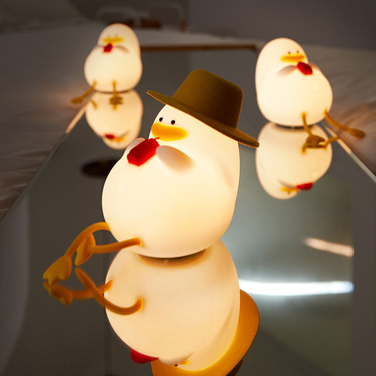 Contemporary Creative Kids Cartoon Silicone Duck Pat LED Night Light Table Lamp For Bedroom