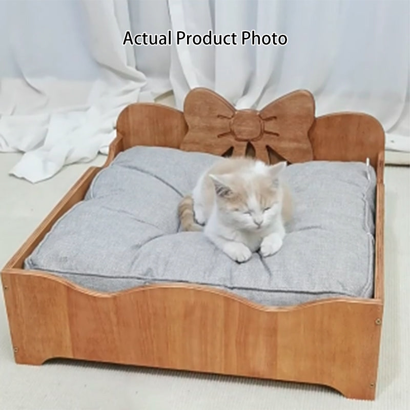 Contemporary Creative Rectangular Bow-Shaped Poplar Wood Cat Bed &amp; Dog Bed For Bedroom