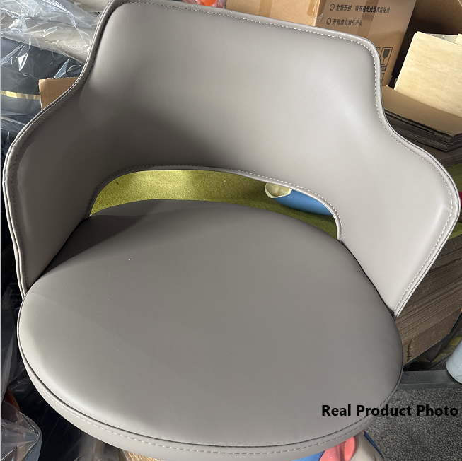 Contemporary Scandinavian Silicone Rubber Leather Iron Curved Round Bar Stool With Backrest Armrests For Dining Room