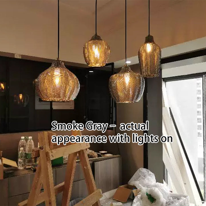 Nordic Textured Wavy Glass 1-Light Barrel Pendant Light