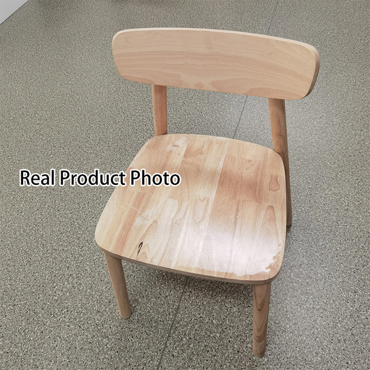 Contemporary Scandinavian Square Rubberwood Solid Wood Backrest Dining Chair For Dining Room