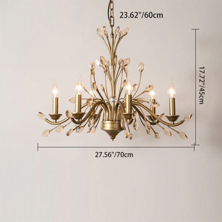 Traditional French Iron &amp; Crystal Branch-Shape 6/9/12-Light Chandelier For Living Room &amp; Bedroom