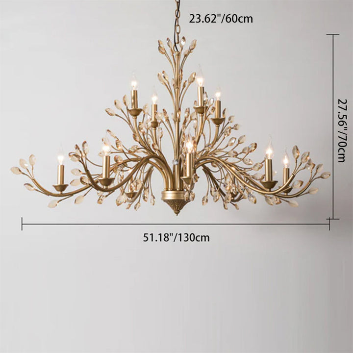 Traditional French Iron &amp; Crystal Branch-Shape 6/9/12-Light Chandelier For Living Room &amp; Bedroom