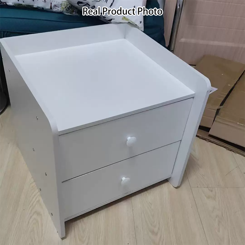 Contemporary Nordic Rectangular Plywood MDF Nightstand 1/2 Drawer For Bedroom