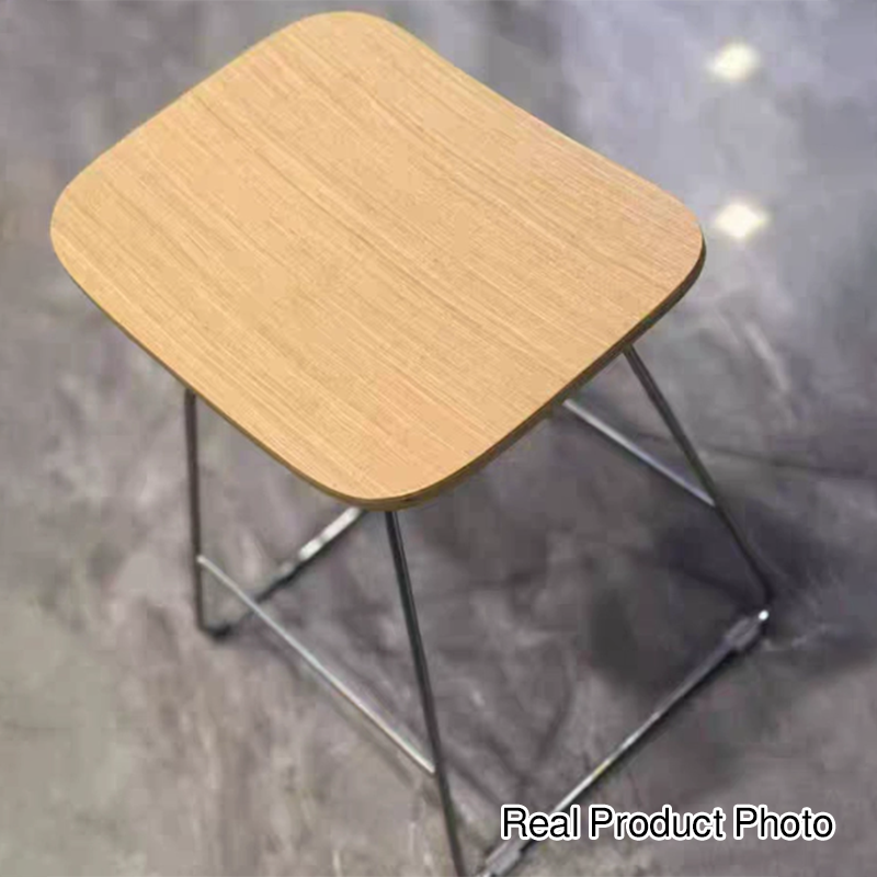 Contemporary Scandinavian Plywood Iron Rectangular Bar Stool Armless For Dining Room &amp; Kitchen
