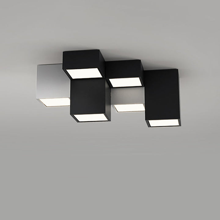 Modern Minimalist Cube Iron Acrylic LED Flush Mount Ceiling Light For Living Room