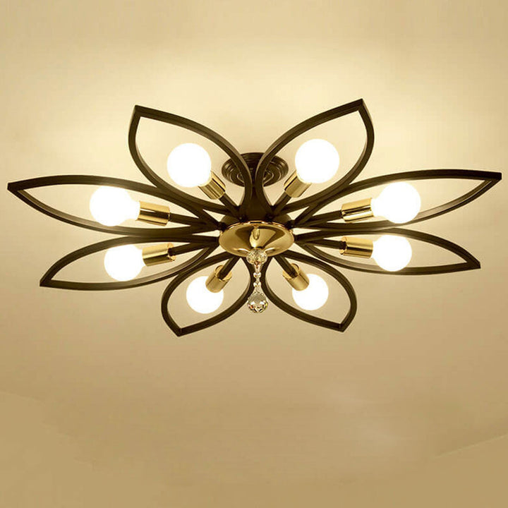 Nordic Light Luxury Wrought Iron Crystal 6/8-Light Flush Mount Ceiling Light