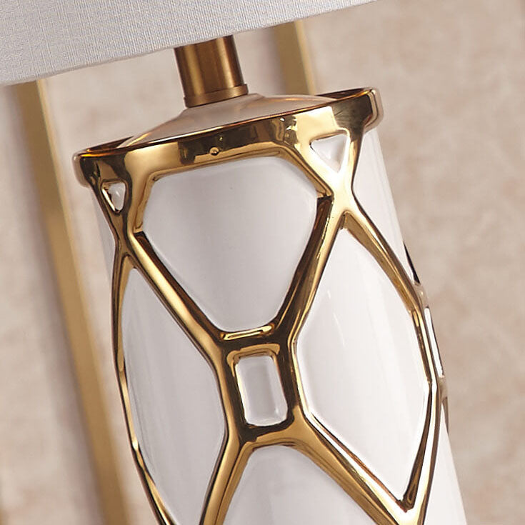 Modern Luxury Ceramic Fabric Round 1-Light Table Lamp for Bedroom