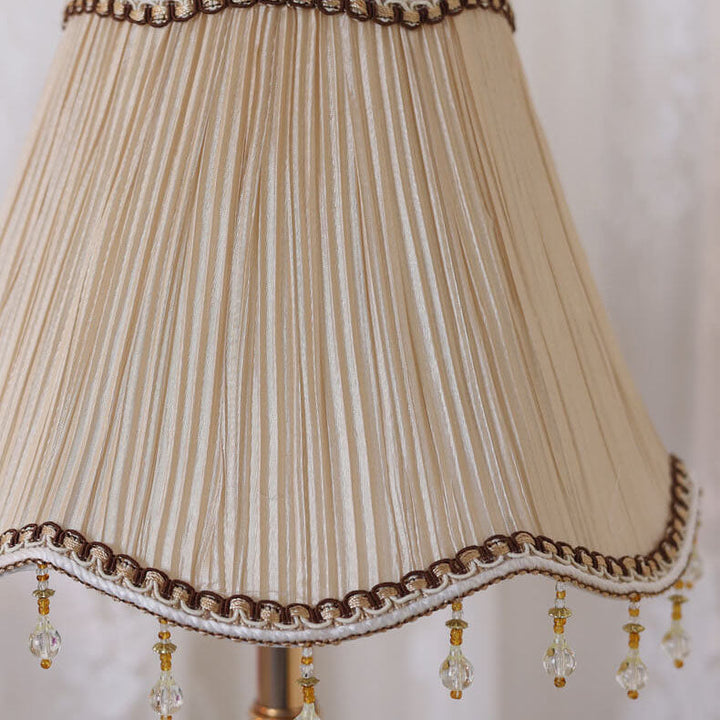 European Vintage Floral Table Lamp in Fabric, Glass &amp; Hardware — Bedroom Lighting | Havora