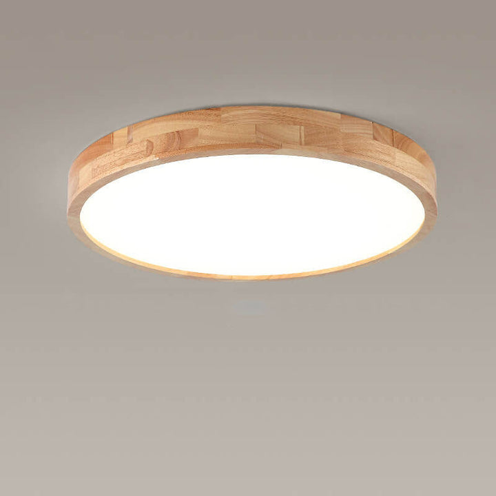 Modern Minimalist Solid Wood Round Square Tatami LED Flush Mount Ceiling Light for Living Room