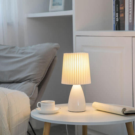 Glass &amp; Fabric Table Lamp, Nordic Vintage Design for Living Room | Havora Lighting
