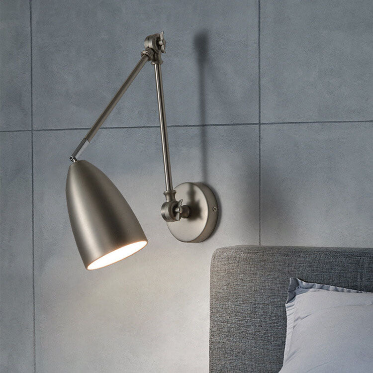 Retro Industrial Swing Arm Rotating Retractable Iron 1-Light Wall Sconce Lamp
