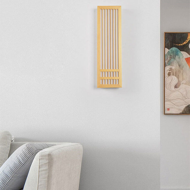 Modern Minimalist Solid Wood Acrylic Rectangular LED  Wall Sconce Lamp for Living Room