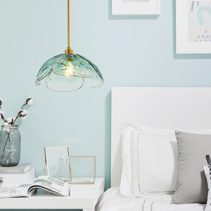 Modern Minimalist Flower-shaped Petal Iron Glass 1-Light Pendant Light For Living Room
