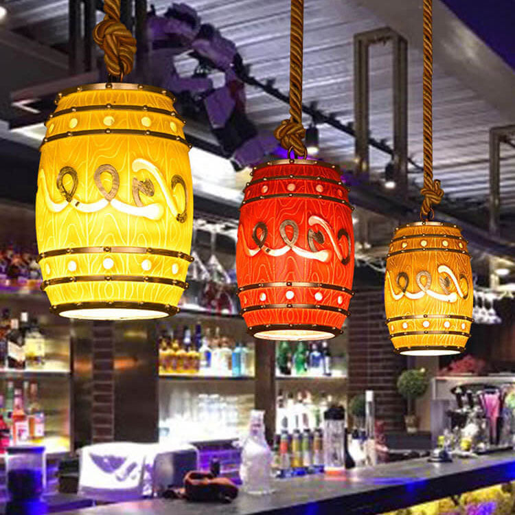 Vintage Wine Barrel Resin 1-Light Pendant Light