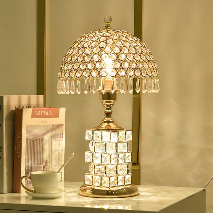 Modern Luxury Crystal Dome Shade 1-Light Table Lamp