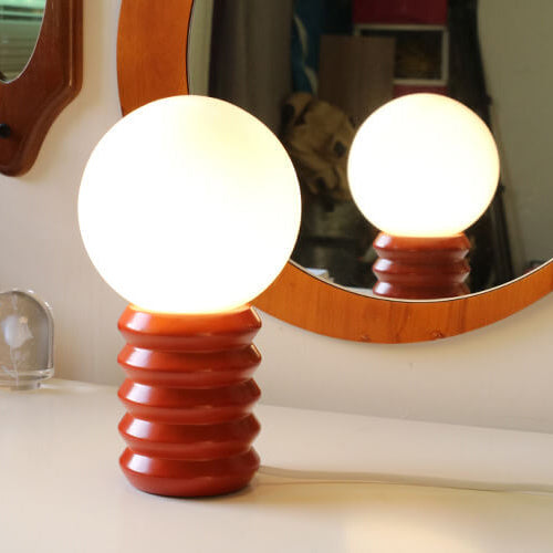 Vintage Wood &amp; Glass Table Lamp for Bedside | Havora Designer Lighting