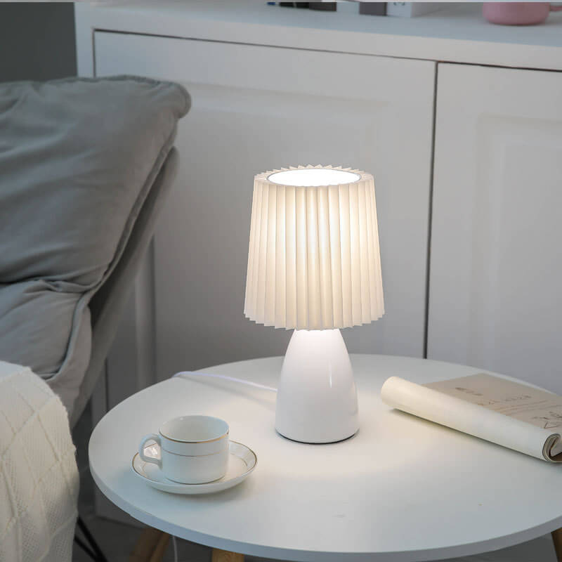 Glass &amp; Fabric Table Lamp, Nordic Vintage Design for Living Room | Havora Lighting