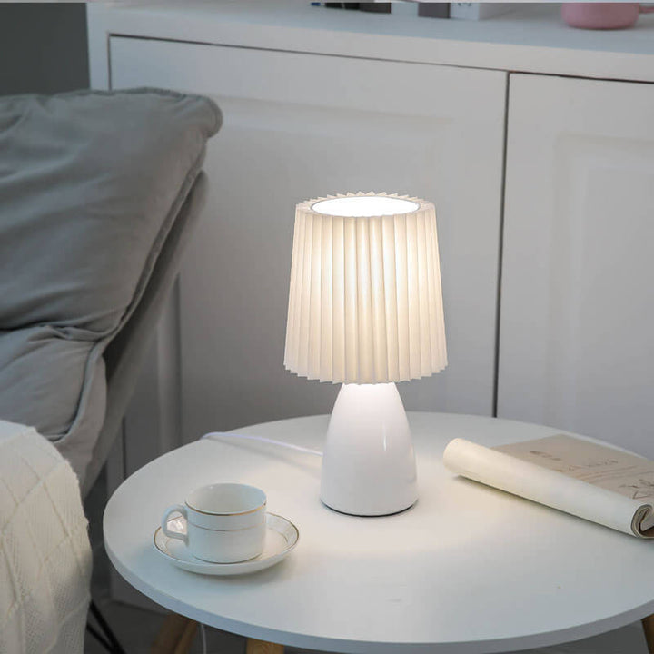 Glass &amp; Fabric Table Lamp, Nordic Vintage Design for Living Room | Havora Lighting
