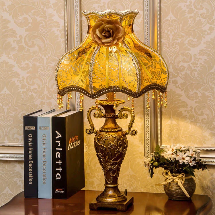 Resin &amp; Fabric Table Lamp, European Vintage Design for Living Room | Havora Lighting