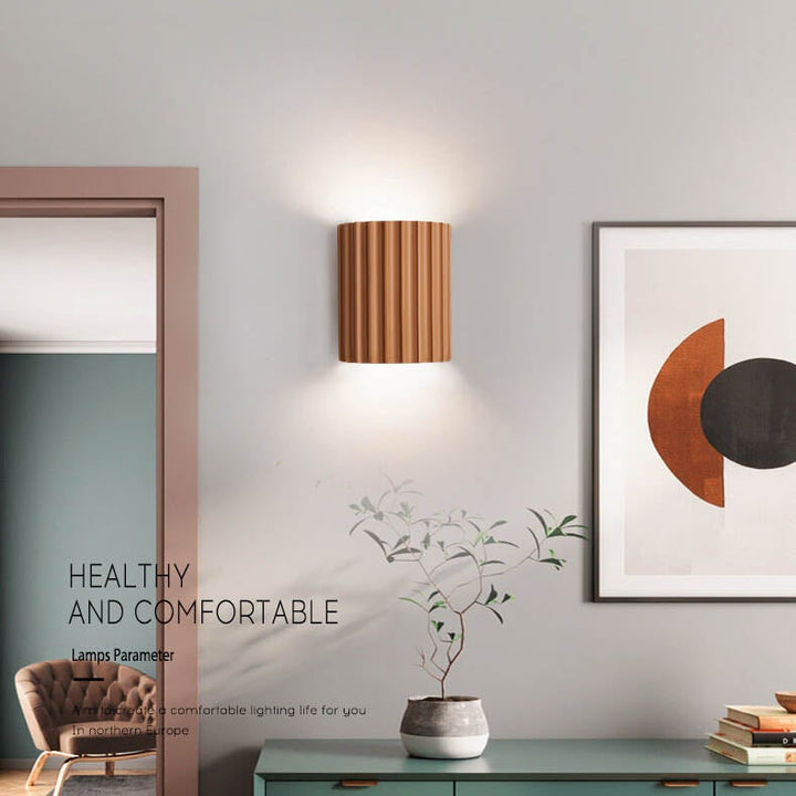 Macaron Resin Striped Half Cylinder 1-Light Wall Sconce Lamp