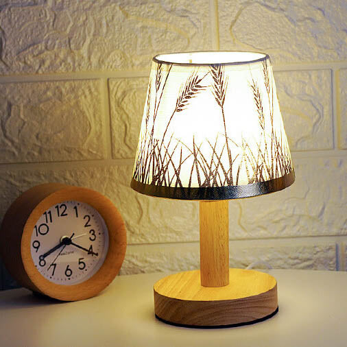 Vintage Linen Wood &amp; Fabric Table Lamp for Bedroom | Havora Designer Lighting