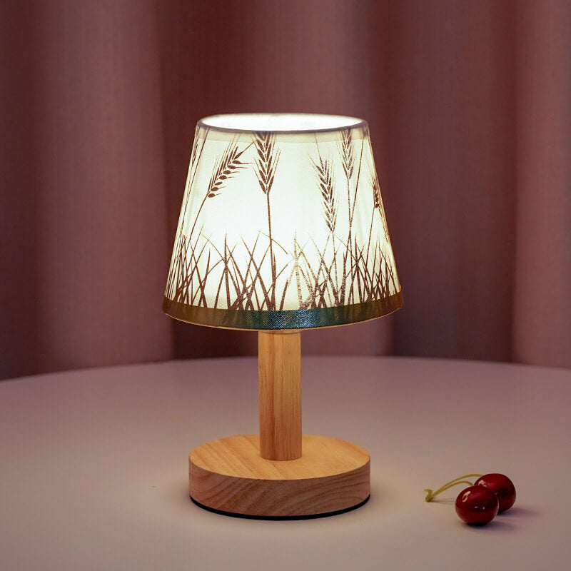 Vintage Linen Wood &amp; Fabric Table Lamp for Bedroom | Havora Designer Lighting