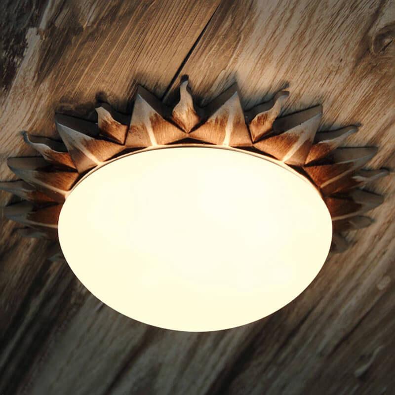 Vintage Glass Sun Bowl Shaped 1/3-Light Flush Mount Ceiling Light