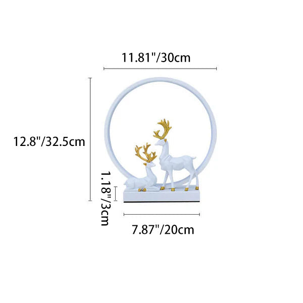 Contemporary Nordic Iron Acrylic Circle Deer USB Plug-in LED Night Light Table Lamp For Bedroom