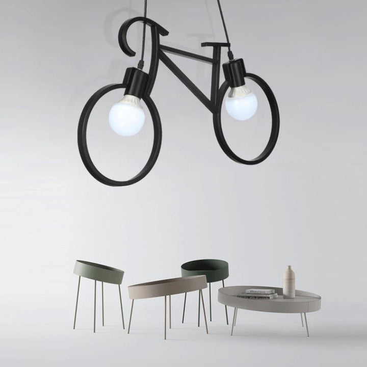 Contemporary Creative Bicycle Shape Iron 2-Light Kids Chandelier For Living Room &amp; Bedroom