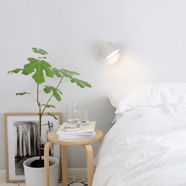 Modern Minimalist Dome Frosted Rotatable Aluminum LED Reading Wall Sconce Lamp For Bedroom