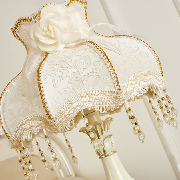 Traditional European Vase Table Lamp in Resin &amp; Fabric — Bedroom Lighting | Havora