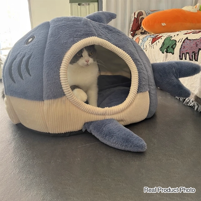 Contemporary Creative Little Shark Rabbit Fur PP Cotton Cat Bed Dog Bed For Bedroom