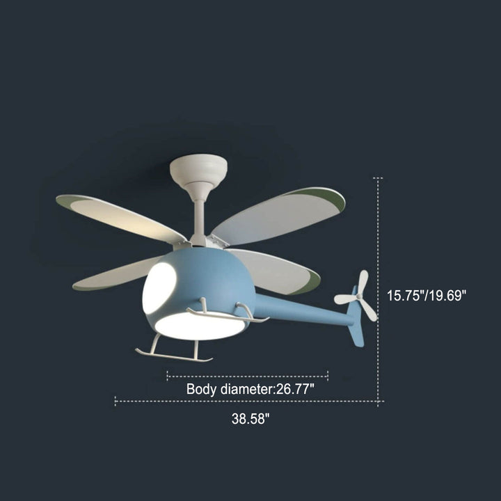 Simple Cartoon Aircraft LED Downrods Ceiling Fan Light