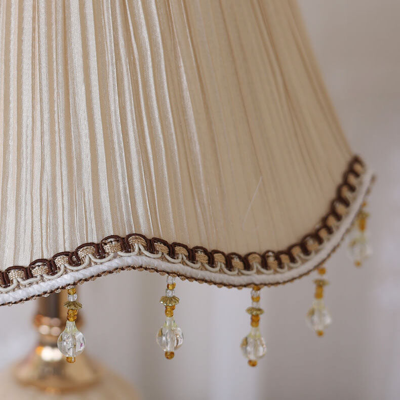 European Vintage Floral Table Lamp in Fabric, Glass &amp; Hardware — Bedroom Lighting | Havora
