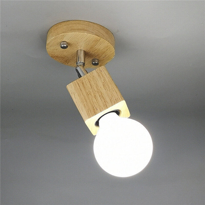 Modern Minimalist Ash Wood Iron Square 1/3-Light Flush Mount Ceiling Light For Living Room
