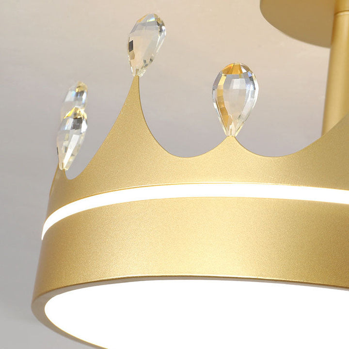 Contemporary Creative Cartoon Crown LED Kids Semi-Flush Mount Ceiling Light For Bedroom