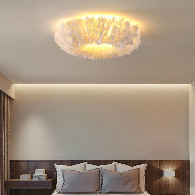 Modern Goose Feathers 1-Light Flush Mount Lighting