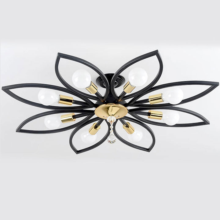 Nordic Light Luxury Wrought Iron Crystal 6/8-Light Flush Mount Ceiling Light