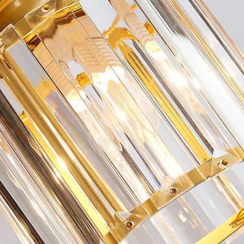 Modern Prismatic Crystal Cylindrical 6-Light Stairway Chandeliers