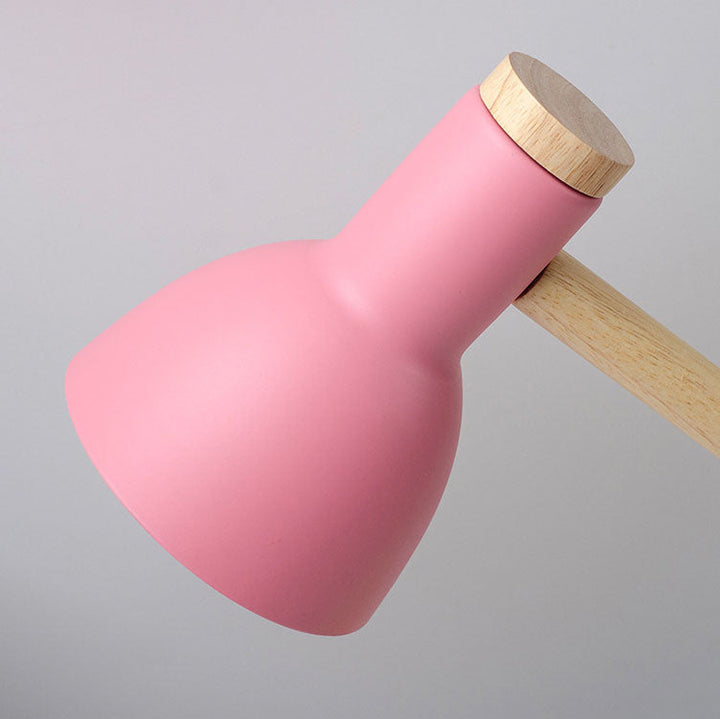 Modern Minimalist Solid Color Rotatable Wood Iron 1-Light Table Lamp