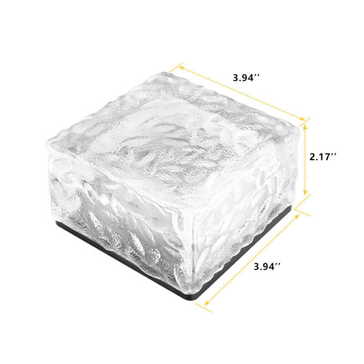 Solar LED Ice Brick Waterproof Glass Ground Light Garden Light