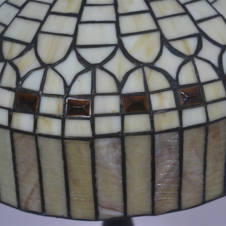 European Tiffany Yellow Baroque Glass 1-Light Table Lamp