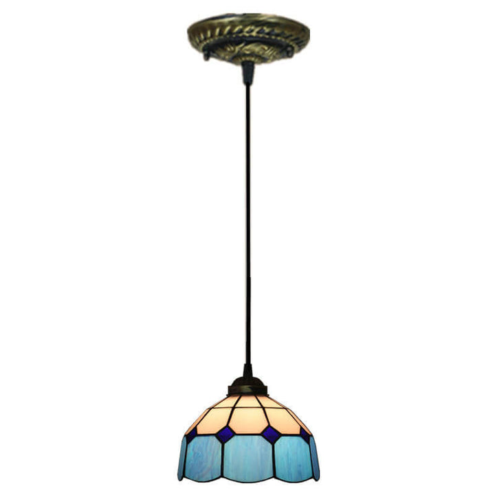 Tiffany Stained Glass Dome Shade European 1-Light Pendant Light